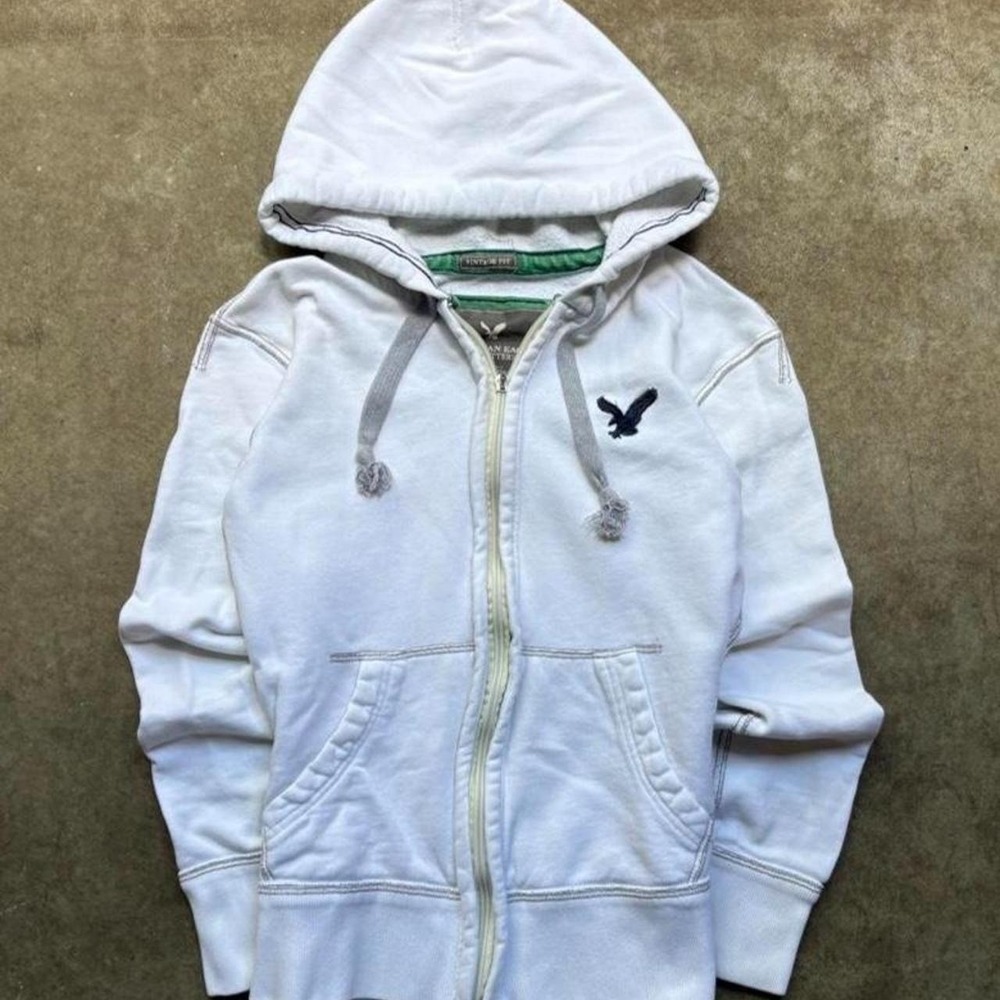 Vintage Y2K American eagle white zip up hoodie Women's Size XS